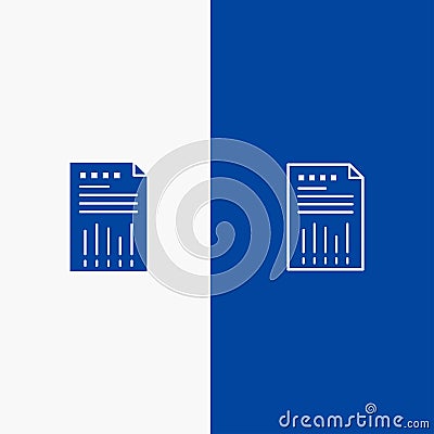Spreadsheet, Business, Data, Financial, Graph, Paper, Report Line and Glyph Solid icon Blue banner Line and Glyph Solid icon Blue Vector Illustration