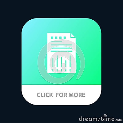 Spreadsheet, Business, Data, Financial, Graph, Paper, Report Mobile App Button. Android and IOS Glyph Version Vector Illustration