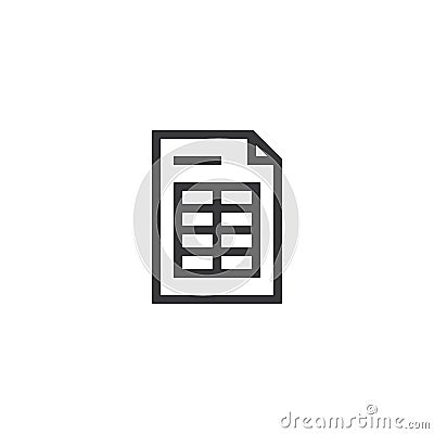 spreadsheet document paper outline icon. isolated note paper icon in thin line style for graphic and web design. Simple flat symbo Stock Photo