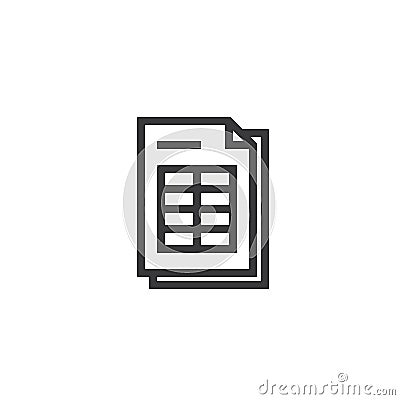 spreadsheet document paper outline icon. isolated note paper icon in thin line style for graphic and web design. Simple flat symbo Stock Photo
