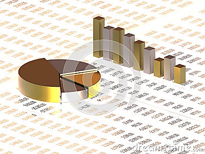 Spreadsheet with golden graph Stock Photo