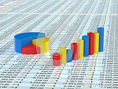 Spreadsheet with graph Stock Photo