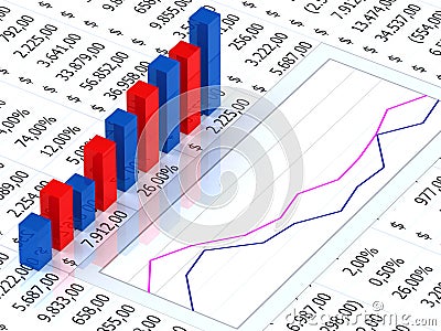 Spreadsheet with graph Stock Photo