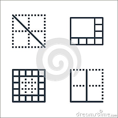 spreadsheet line icons. linear set. quality vector line set such as border, square, border Vector Illustration