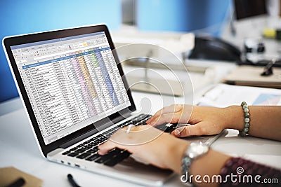 Spreadsheet Marketing Budget Report File Concept Stock Photo