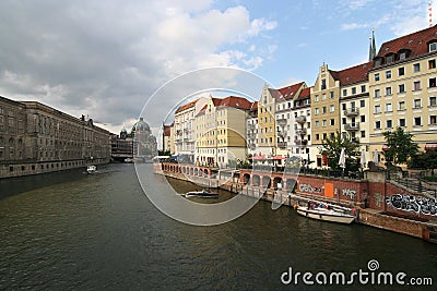 Spree and Nikolaiviertel Stock Photo