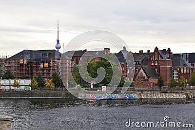 Spree river downtown panorama on traditional houses, Berlin, Germany Editorial Stock Photo