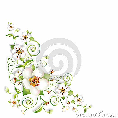 Sprig flowers background corner Stock Photo