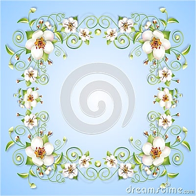 Sprig flowers frame background Stock Photo