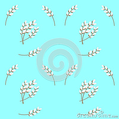 Sprigs of blossoming willow on a blue background. Great Easter holiday. Seamless vector pattern Vector Illustration