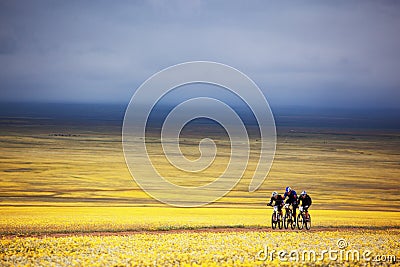 Spring adventure mountain bike competition Editorial Stock Photo