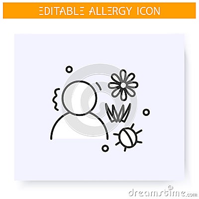 Spring allergy line icon. Editable illustration Vector Illustration