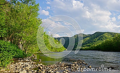 Spring along the French Broad River in Hot Springs North Carolina Stock Photo