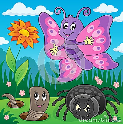 Spring animals and insect theme image 7 Vector Illustration