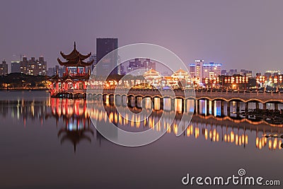 Spring and Autumn Pavilions, Lotus Pond, Kahosiung Editorial Stock Photo