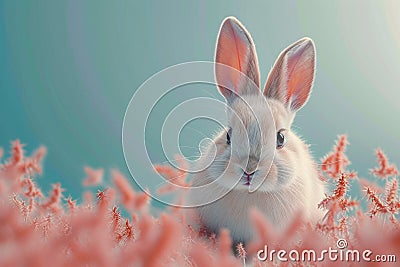 Spring awakening Serene white rabbit captures the essence of spring Stock Photo