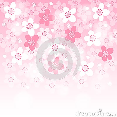 Spring background with blooming japanese cherry tree, Vector Illustration