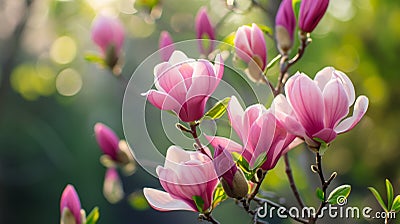 Spring background with blooming magnolias. Stock Photo