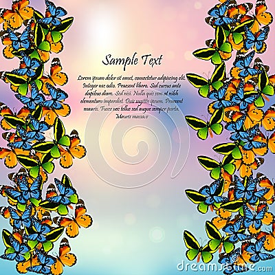 Spring background with butterflies Vector Illustration