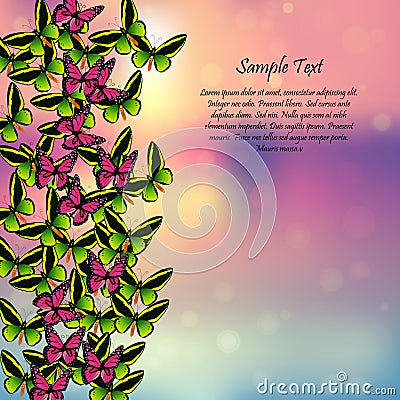 Spring background with butterflies Vector Illustration