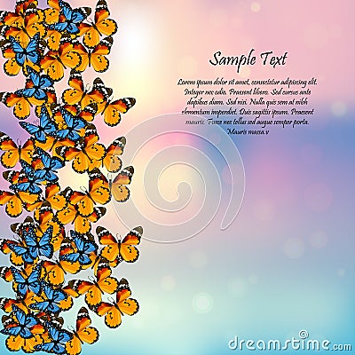 Spring background with butterflies Vector Illustration