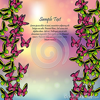 Spring background with butterflies Vector Illustration