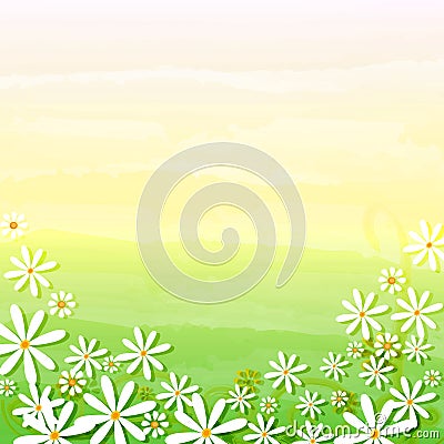 Spring flowers in beige green background Stock Photo