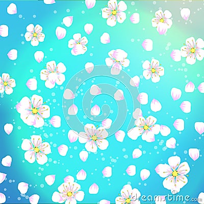 Spring background of flowers with apricot petals Vector Illustration