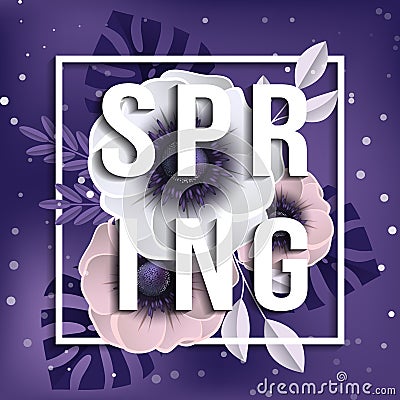 Spring background with flowers Vector Illustration