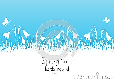 Spring background with snowdrops Vector Illustration