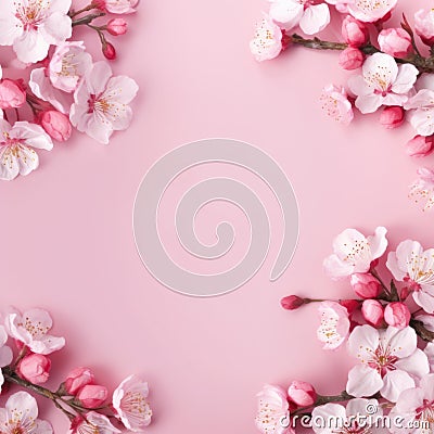 Spring banner, branches of blossoming cherry against background.Pink sakura flowers, dreamy romantic image spring Stock Photo