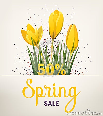 Spring banner with crocus Vector Illustration