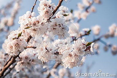 Blooming spring cherry against the sky. Stock Photo