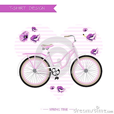 Spring bike , Flower Background Stock Photo