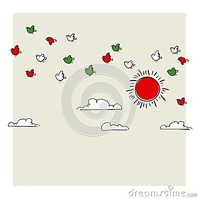 Spring birds coming Vector Illustration