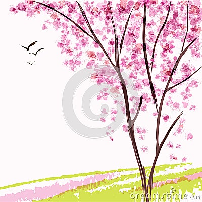 Spring blooming tree Vector Illustration