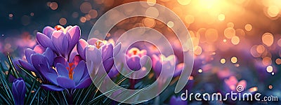 Spring Blossom: Elegant Crocus Vector with Bright Atmosphere and Versatile Layout Stock Photo