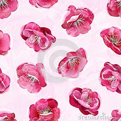 Spring blossom seamless background Cartoon Illustration