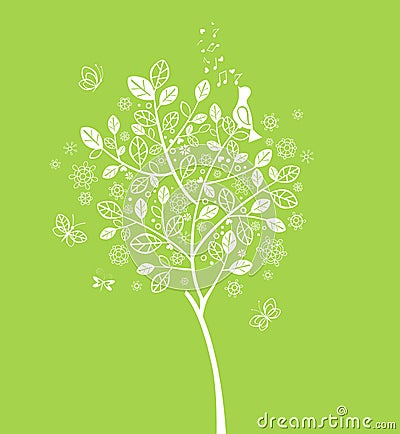 Spring blossoming tree Vector Illustration