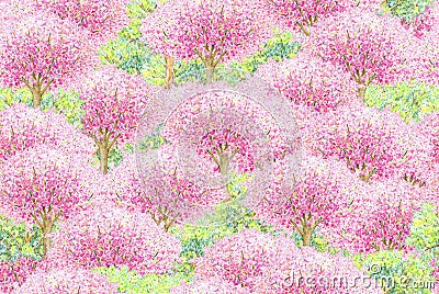 Spring blossoming trees seamless pattern. Stock Photo