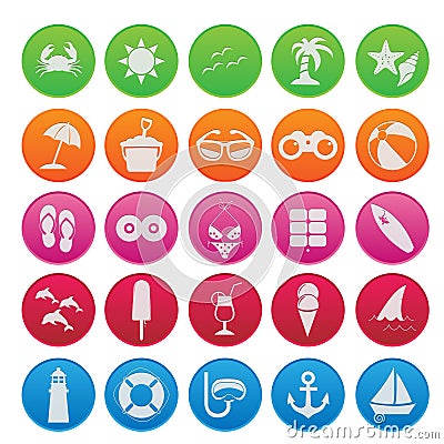 Spring break cute icon set Vector Illustration