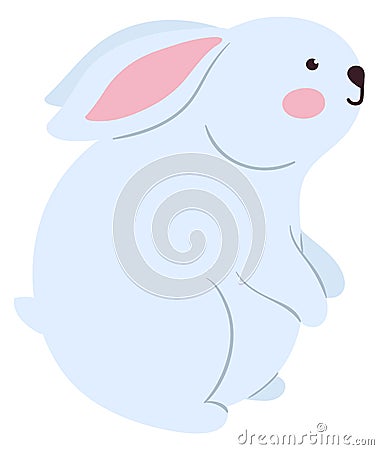 Spring bunny. Joyful happy animal. Sitting rabbit Vector Illustration