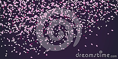 Spring card. Cherry blossom petals. Japanese motif Vector Illustration