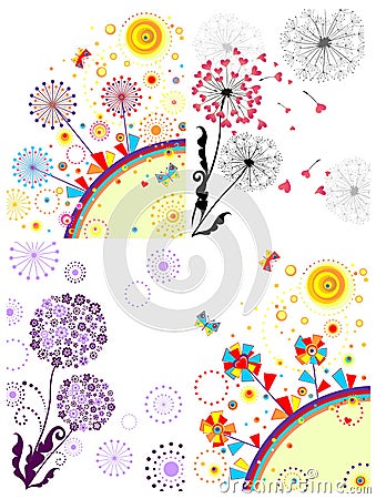 Spring cards with dandelion Vector Illustration