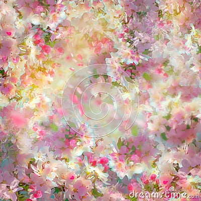 Spring Cherry Blossom Background Cartoon Illustration