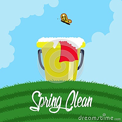 Spring clean concept image Vector Illustration