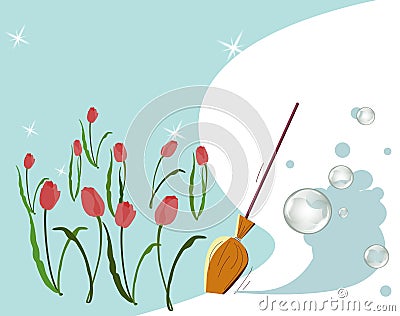 Spring Cleaning Decorating And Equipment, Housework, Appliance, Domestic Tools, Season.Spring Cleaning, seasonal background vector Vector Illustration