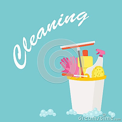 Spring Cleaning vector flat design Vector Illustration