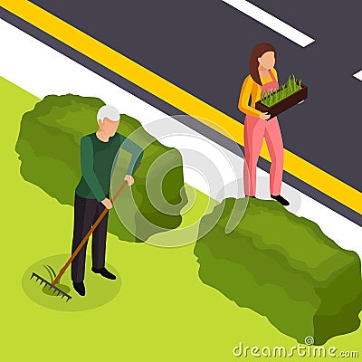 Spring Cleaning Isometric Composition Vector Illustration