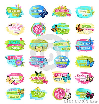 Spring Collection of Banners Vector Illustration Vector Illustration